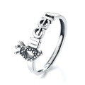 wholesale S925 Sterling Silver Vintage Elegant Creative Unique Crown Letter Queen English Index Finger Open Ring for Women-0-4