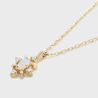 wholesale S925 silver-plated 14K gold Australian opal necklace with a fashionable and minimalist snowflake design-Opal Necklace>925 Silver