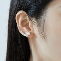 wholesale S925 Silver Korean and Japanese New Style Two-Way Earrings for Women, Inlaid with Shell Pearls, Ear Cuff, Niche Design, High-End Feel, Wholesale from Manufacturer-0-1