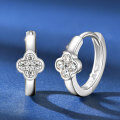 S925 Sterling Silver Four-Leaf Clover Moissanite Hoop Earrings-0-0