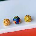 wholesale Sterling silver gold-plated enamel cloisonné spacer beads DIY bracelet necklace accessories pure silver openwork floral loose beads single bead-0-3