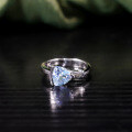 wholesale S925 sterling silver inlaid with natural topaz and garnet gemstone triangle ring couple's matching bands-0-4