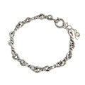 wholesale S925 Sterling Silver Korean Version Cold Style Vintage Distressed Chain Link Unisex Bracelet, Versatile Silver Chain Accessory-0-3