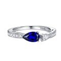 wholesale S925 silver jewelry new simulation sapphire 5*8 pear-shaped blue diamond ring for women, best-selling in Europe and America-0-4