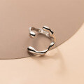 wholesale S925 silver irregular three-claw line ring, ins misplaced edge cross texture hand accessory R00132-0-2