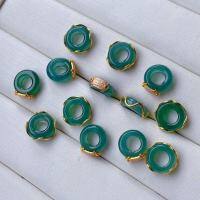 wholesale Sterling silver gold-plated inlaid sapphire peace buckle pendant DIY bracelet necklace accessories spacer bead pure silver spacer ring running ring-Style 1 one