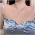 wholesale 925 Sterling Silver Flash Diamond Wheat Ear Necklace for Women, Light Luxury Ethereal Niche Design Lucky Flower Branch Collarbone Chain-0-0
