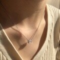 wholesale S925 Sterling Silver Korean Japanese Light Luxury Women's Versatile Designer Minimalist Rectangle Zircon Color Pendant Collarbone Necklace-0-3