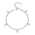 wholesale Sterling Silver Adjustable Five-Heart Charm Bracelet, Versatile and Sweet Student Jewelry Gift for Girlfriend on Valentine's Day-0-4