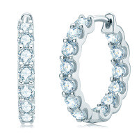 S925 Sterling Silver D Color Moissanite Starry Shining Earrings-Full Diamond Personalized Earrings [White Gold]  925 Silver