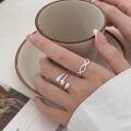 wholesale S925 Sterling Silver Geometric Twisted Open Ring for Women, Korean Spring and Summer New Ins Trendy Versatile Personality Ring-0-2