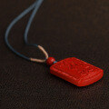 wholesale Metal material with certificate high-content cinnabar pendant red jade peace plaque antique style birth year necklace pendant-0-3