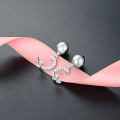 wholesale S925 Sterling Silver C Letter Fresh and Delicate Earrings, Korean-style Pearl-inlaid Studs, Minimalist and Unique Three-dimensional Dangle Earrings for Women-0-3