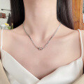 wholesale 925 Sterling Silver Retro Minimalist Letter H Necklace, Hip-Hop Trendy Niche Design Collarbone Chain-0-0