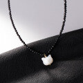 wholesale S925 Sterling Silver Shell Cat Black Spinel Necklace Sweet and Cool Style Personalized Animal Necklace D9992-0-2