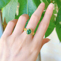 wholesale S925 Sterling Silver New Style Simulated 2-Carat Emerald Ring with High Carbon Diamonds, Unique Design and Elegant-0-3
