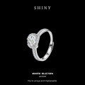 Metal Alloy Four-Prong Square-Set Moissanite Couple BFF Ring-0-4