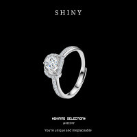 Metal Alloy Four-Prong Square-Set Moissanite Couple BFF Ring-S925 sterling silver + 50% white moissanite  Adjustable opening