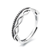 wholesale S925 Sterling Silver Retro Twist Double-Layer Ring Ins Japanese Light Luxury Jewelry Commemorative Gift Index Finger Ring for Women-083J/approx. 1.9g Adjustable opening
