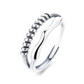 wholesale S925 Sterling Silver Harajuku Style Minimalist Fashion Retro Trendy Woven Twisted Wave Open Ring-0-4