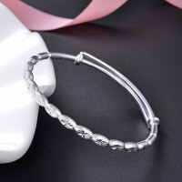 wholesale 999 Sterling Silver Floral Bamboo Knot Adjustable Bangle Bracelet for Mother's Day Gift for Mom-999 silver bracelet about 17.8g 999 silver