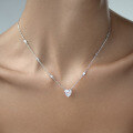 wholesale 925 Sterling Silver Heart Necklace Inlaid with Ice-Cut High-Carbon Diamond, Minimalist and Niche Aesthetic Collarbone Chain-0-3