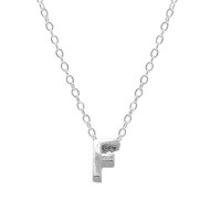 wholesale Metal 925 Silver Plain 26 Letters Pendant Necklace, Ins Luxury Hot-selling Choker-Platinum-F 925 silver