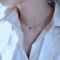 wholesale S925 Sterling Silver Agate Small Heart Necklace, Fashionable, Luxurious, Minimalist, Niche Design, Versatile Choker-Red Agate--White Gold>925 Silver