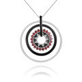 wholesale 925 Silver Designer Natural Garnet Enamel Pendant, Unique Hoop Design Colored Gemstone Necklace Pendant-0-0