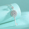 wholesale S925 Sterling Silver Cross-Border Moissanite Key Necklace with Elegant and Luxurious Design Collarbone Chain High-End Pendant Wholesale-0-2