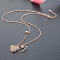 wholesale S925 silver plated rose gold Korean retro fashion cute internet-famous zircon geometric cartoon mouse necklace-0-3