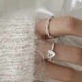 wholesale S925 Sterling Silver Woven Heart Twist Rope Ring with Open-End Design for Stacking, Minimalist Style-0-0