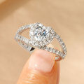 Metal Cross Fork Double-Layer Heart Diamond Ring for Women-0-0