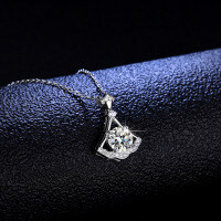 S925 Silver Pendant Moissanite Necklace for Women-1-carat necklace (zircon) - 925 silver
