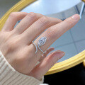 wholesale 925 Silver 5*10 Marquise White Diamond Open Ring for Women, from MuJing Jewelry's New Collection-0-3