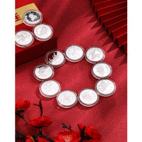 wholesale 999 Silver Twelve Zodiac Silver Coin Set, Commemorative Medallion 120g 12 Silver Coins, Year of the Rabbit Commemorative Coin-120g (12 Chinese Zodiac Silver Coin Set) with Certificate