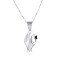wholesale S925 Sterling Silver "OK" Hand Gesture Pendant with Small Heart, Women's Minimalist Design, Versatile Student Necklace Pendant for Wholesale-0-4