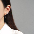 wholesale S925 gold-plated metal, new Korean-style elegant pearl ear clip long tassel ear drop fairy earrings-0-3
