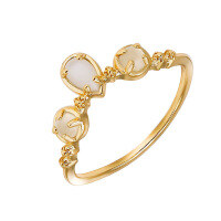 wholesale S925 Silver Plated 14K Gold French Vintage Minimalist Style Moonstone Ring-Moonstone Ring Mido No. 7