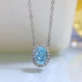 wholesale S925 Silver Rhodium Plated New Radiance 6*8mm Oval Pendant with High Carbon Diamond,ins-0-5
