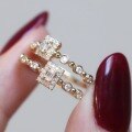 wholesale S925 Sterling Silver Red Elk All-Over Body Fashion Commuting Light Luxury Ring Square Band Ring Versatile Pinky Ring Large Size Women's-0-4
