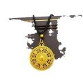 wholesale Metal Material: Gold-plated Sand Gold 999 Hollow Auspicious Eight Treasures Compass Pendant Necklace with Fu Character, Unisex Sweater Chain-0-4