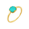 wholesale S925 sterling silver plated with 14K gold summer new square turquoise white crystal fresh ring for women-0-0