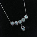 S925 Silver Wholesale Sweet Potato Pendant Necklace Set with NaturalBlue Water Jadeite-0-4