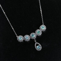 S925 Silver Wholesale Sweet Potato Pendant Necklace Set with NaturalBlue Water Jadeite-Inlaid with natural Danish blue jadeite  925 silver