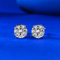 wholesale S925 Silver 1ct Classic Round Cut Simulated Diamond Stud Earrings for Women Fashion Versatile Earrings-0-0