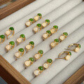 wholesale 925 Silver Inlaid Natural Hetian Jade Jasper and White Jade Double Stone Stud Earrings-0-0