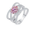 wholesale S925 Sterling Silver Cross-Colored Oval Moissanite Cocktail Ring-0-11
