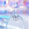 wholesale S925 Sterling Silver Women's Moonstone Snake Necklace with Bell and Ruyi Lock, Small and Unique Design, New Chinese Style Collarbone Chain-0-5