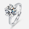 S925 Silver Classic Six-Claw 5-Carat Moissanite Solitaire Engagement Ring-0-2